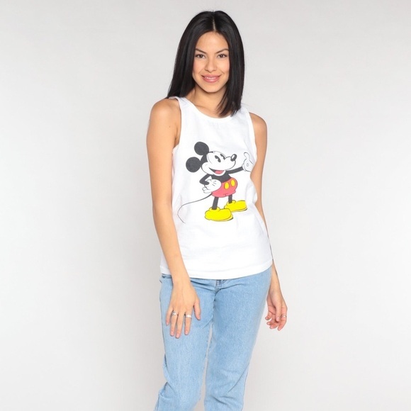 VTG BUNDLE | 86'-93' Disney Mickey Mouse Tank Top + 1970's Glass Mug - Picture 1 of 10
